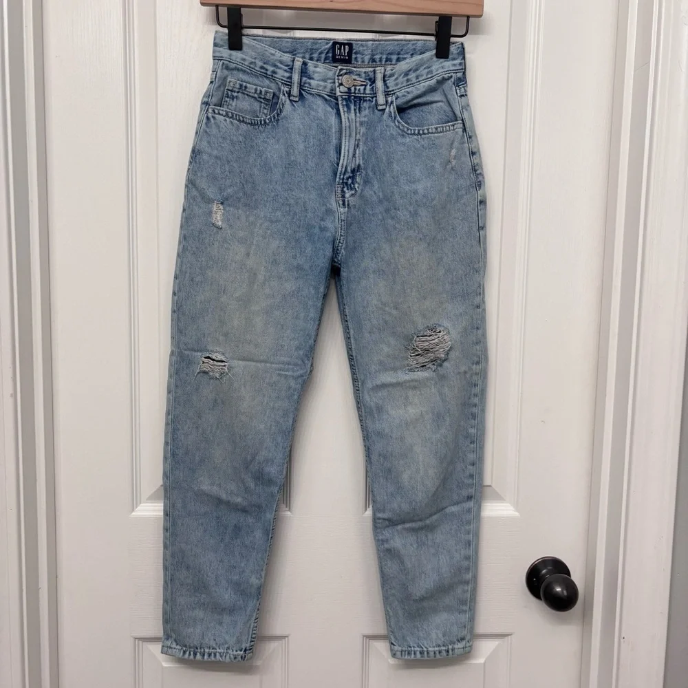 Light Wash Distressed Mom Jeans | Gap Denim Kids 12
